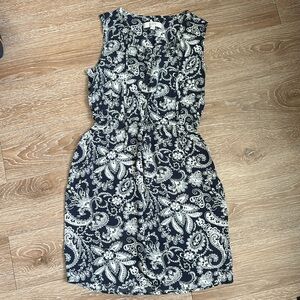 LOFT navy & beige paisley print dress, XS